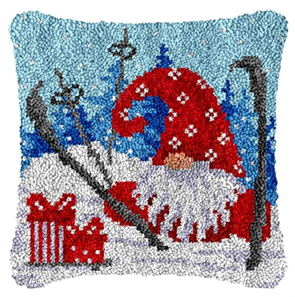 Winter Christmas Latch Hook Kits Smyrna Pillowcase Knot Pillow Package Animal Latch Hook Set For Needlework Embroidery Cushion
