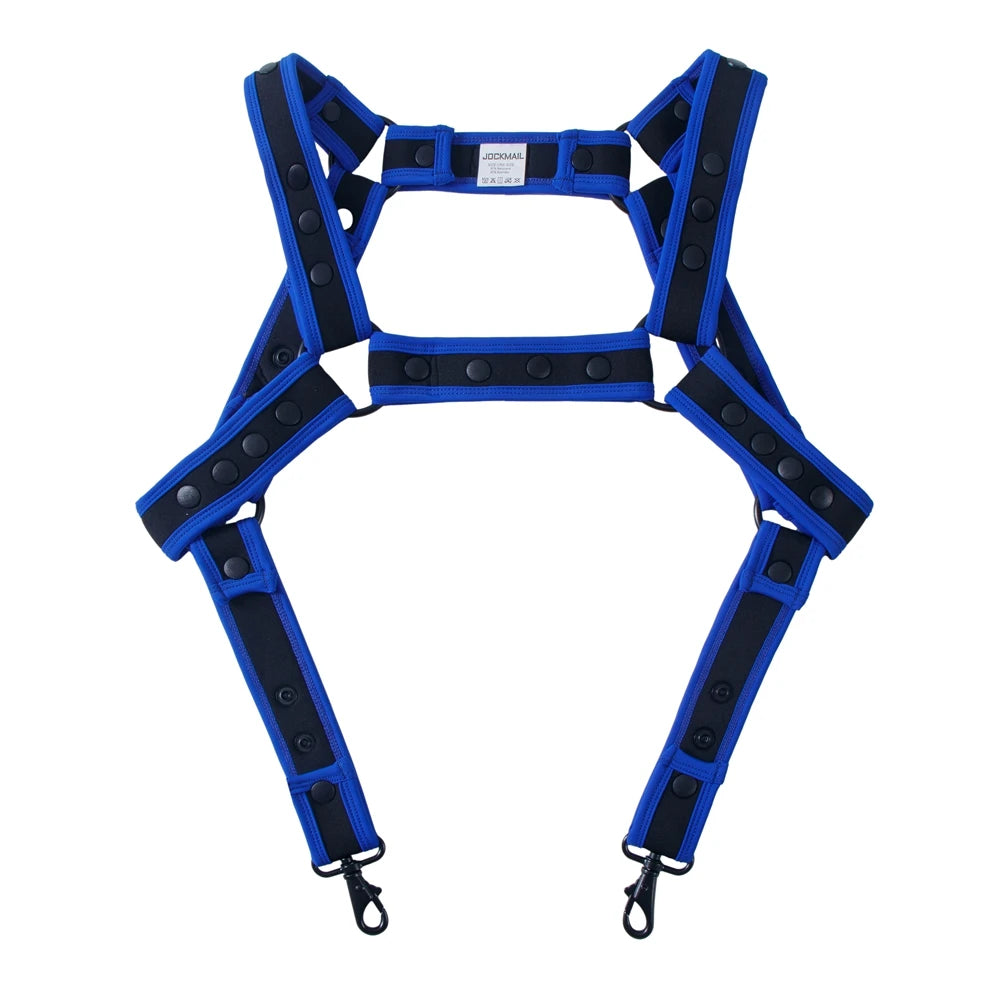 Men Elastic Crop Top Jockstrap Hollow Two Piece Lingerie Set Bodysuit Sexy Adjust Fetish Elastic High Waist Garter Body Harness