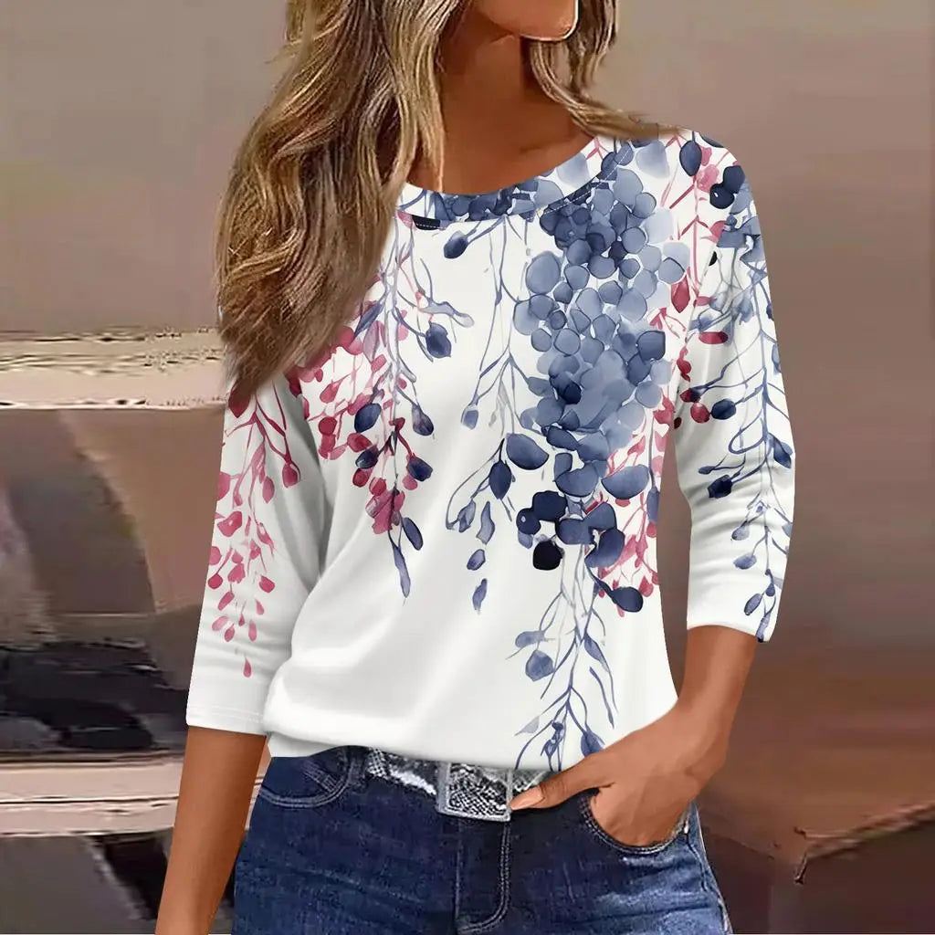 2024 New Women's Sweatshirt Designer Round Neck Long Sleeve Loose Casual Autumn Fashion Floral Fun Pattern Print Tops