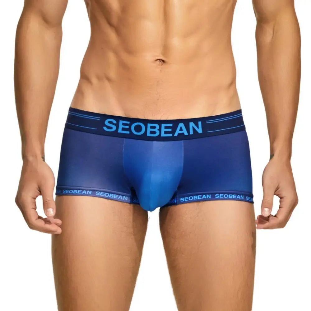 SEOBEAN Mens Underwear Boxers Briefs Colorful Underpants Boxershorts Sexy Low-waist Male Panties Cueca