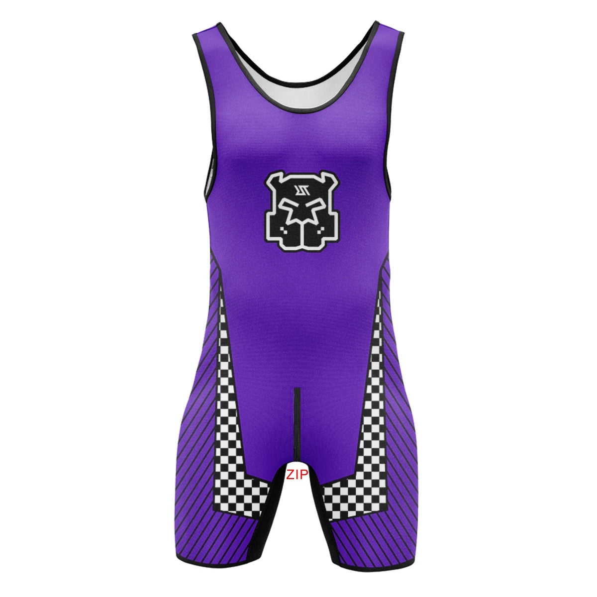 Men’s Zip-Front & Back Wrestling Singlet – Sleeveless Compression Bodysuit | Breathable Stretch Fit | Powerlifting, Gym & Performance One-Piece