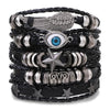 1 Fashion Bracelet Viking  Bracelet For Men Hand Bracelets Woven Skull Hand Jewelry Adjustable Leather Set Bracelet For Leather