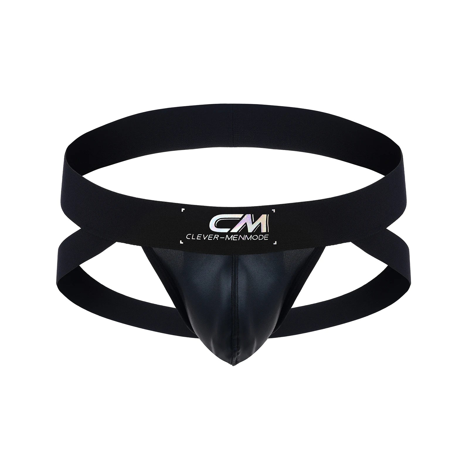 Shiny Metallic Faux Leather Men Erotic Lingerie Jockstrap Wide Waistband Sexy Low Rise Thong PU Underwear Nightclub Party Costum