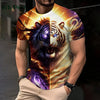 3D Lion Print Graphic T shirts Short Sleeve Tee Men's Clothing O-Neck Animal Print Mens Clothing T-shirts for Men Street Tops