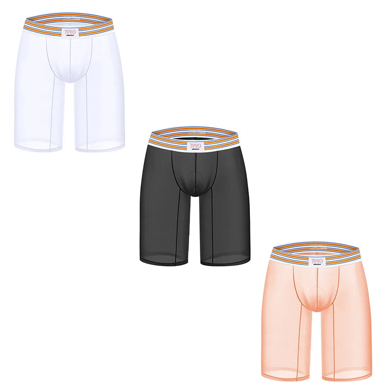 1/2/3PCS Men's Ice Silk Boxers Transparent Boxers 0.01 Ultra-thin Fabric See Through Underpants Seamless Underwear Boxer Shorts