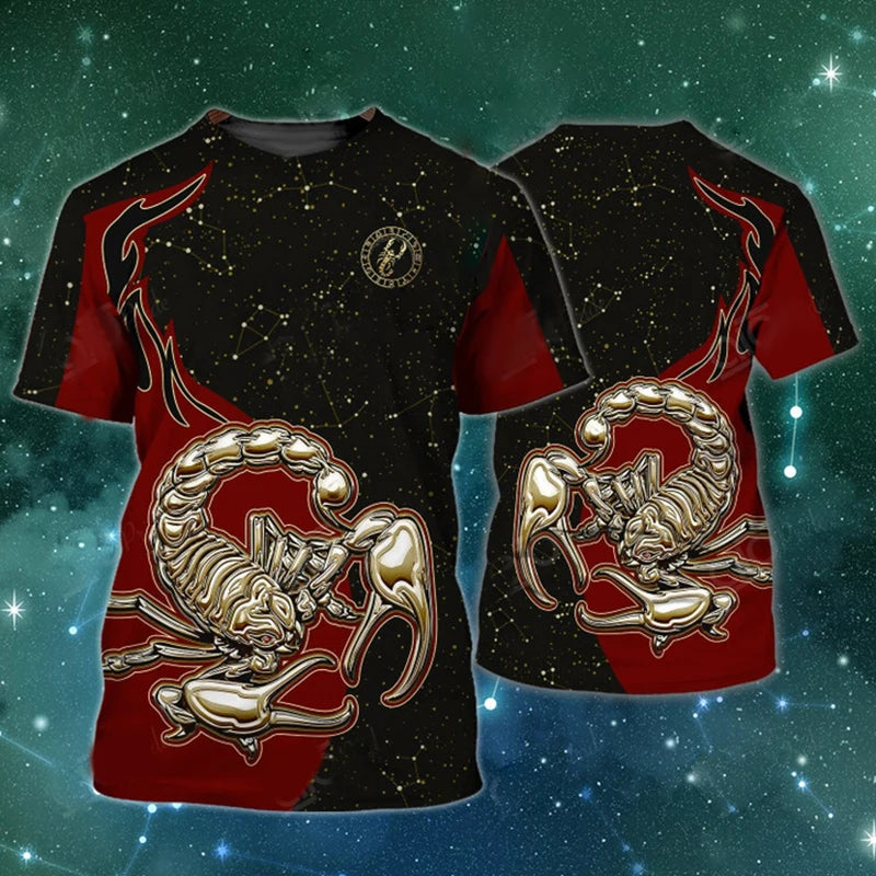 Animal Men's T Shirt Summer Short Sleeve Scorpion 3D Print Funny T-Shirts Fashion Casual Male Sportshirt Oversized Mens Clothing