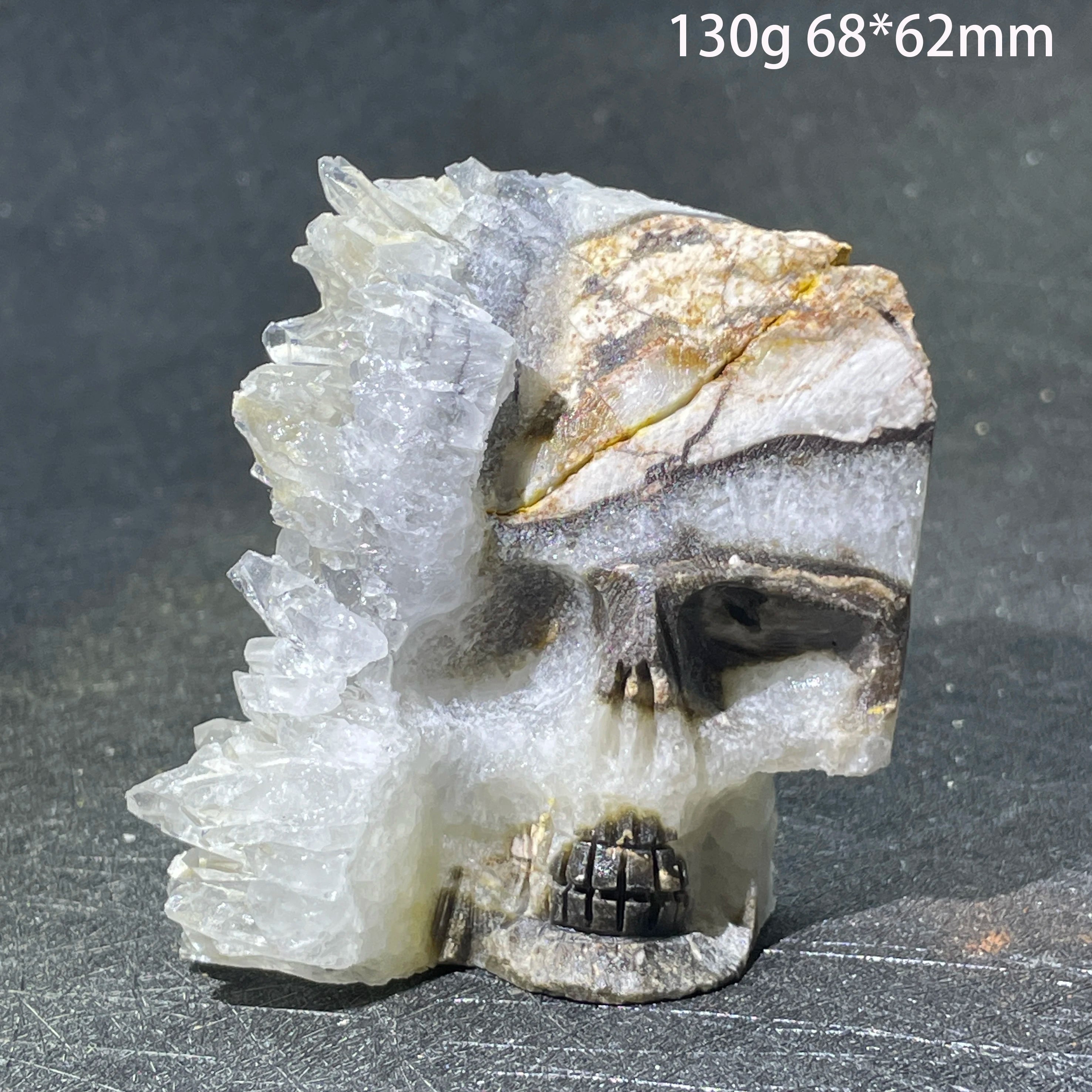 Natural Crystal Carving Skull Stone Clear Quartz Cluster Polished Rock