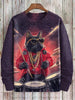 Men's Winter Skiing Animal Kitten Printed Casual Sweatshirt Fashion Round Neck Pullover Sweatshirt Polyester Fabric 2025 New