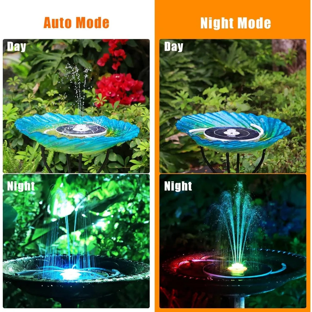 3.5W LED Solar Bird Bath Fountain with 3 Telescopic Brackets and 8 Nozzles Built-in 3000mAh Battery Gardening Fountain Pump