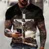 Christian Mens Clothing T Shirts Oversized T Shirt Gothic  Jesus Christ Cross 3D Print O-neck Tops Vintage Hip Hop Short Sleeve