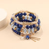 4Pcs Bohemian Women Pink Tassel Bracelet Set For Female I Love You Feather Round Charm Beads Chain Bangle Fashion Party Jewelry