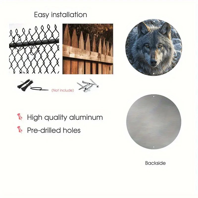 Faux Embossing Painted Round North American Gray Wolf