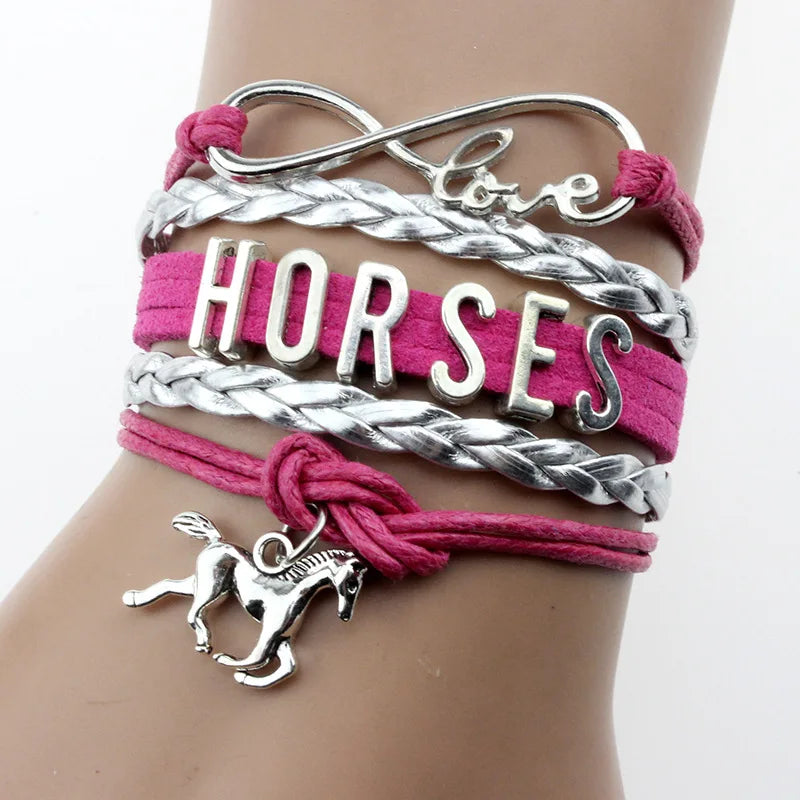 DIY Handmade Horse Charm Pendant Bracelet Trendy Animal Charms Jewelry for Equestrian Fans