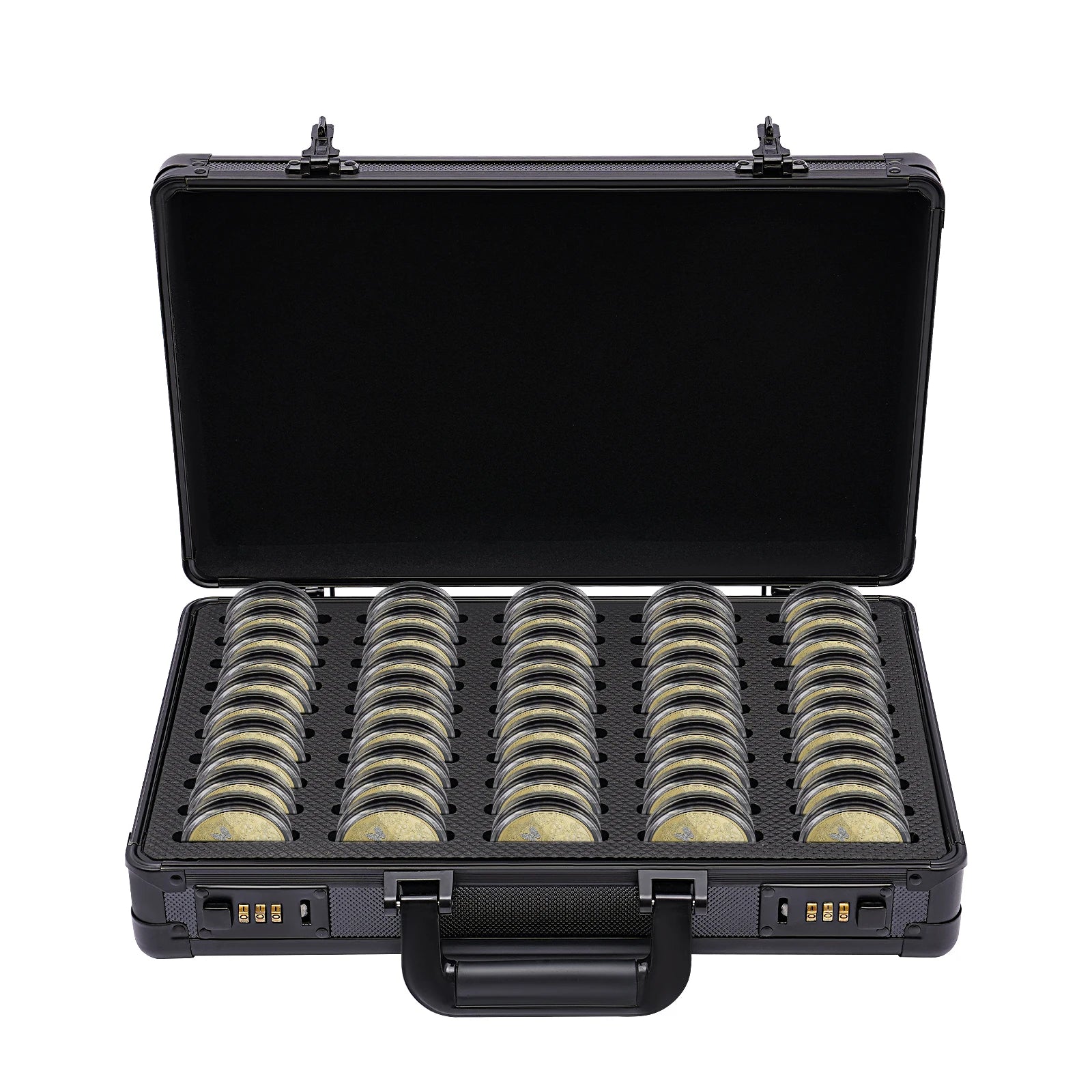 50-Compartment Coin Holder, Protective EVA Foam, Lightweight Storage Case for Coin Collectors