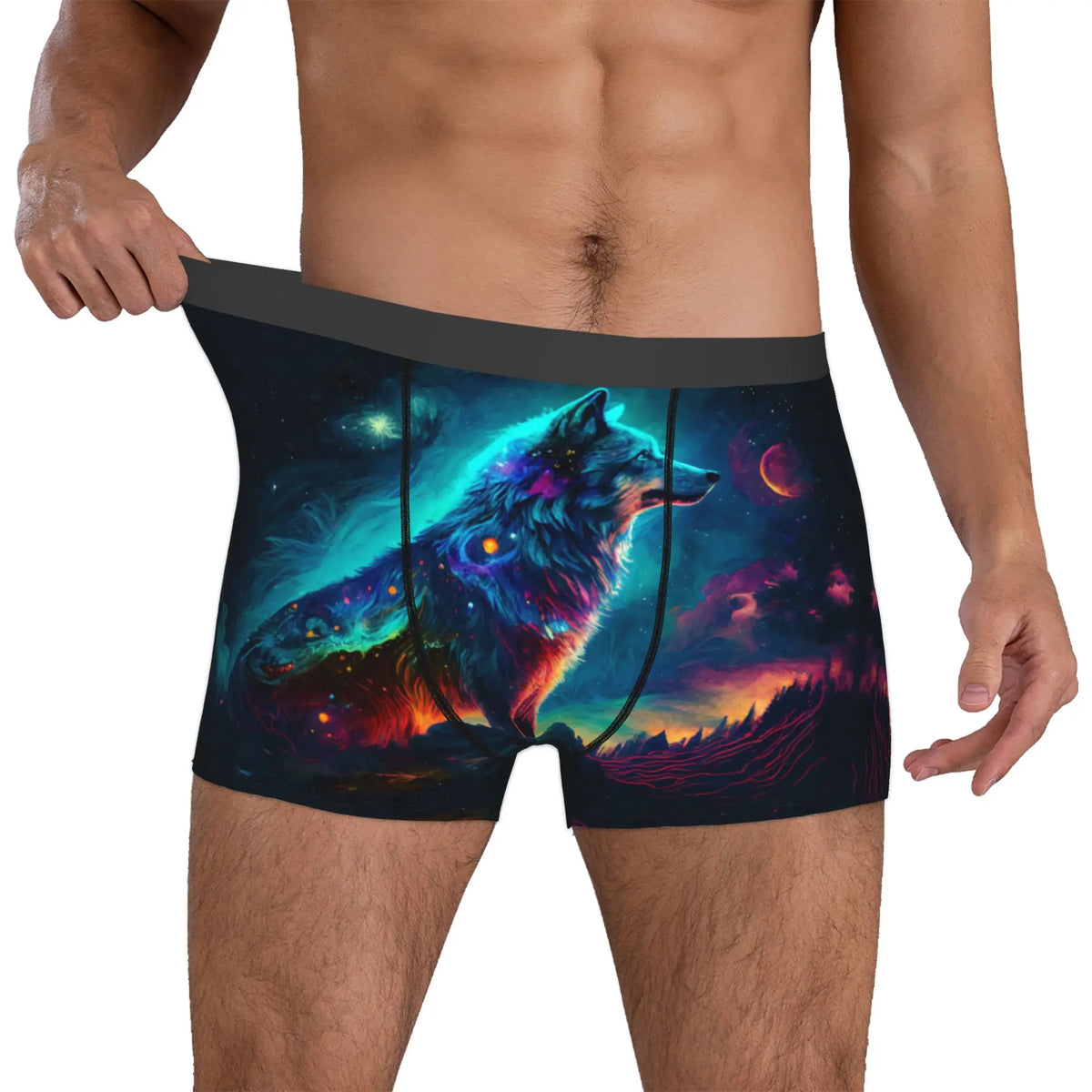 Grey Wolf Maw Boxer Shorts For Homme 3D Print Animal Underwear Panties Briefs Stretch Underpants