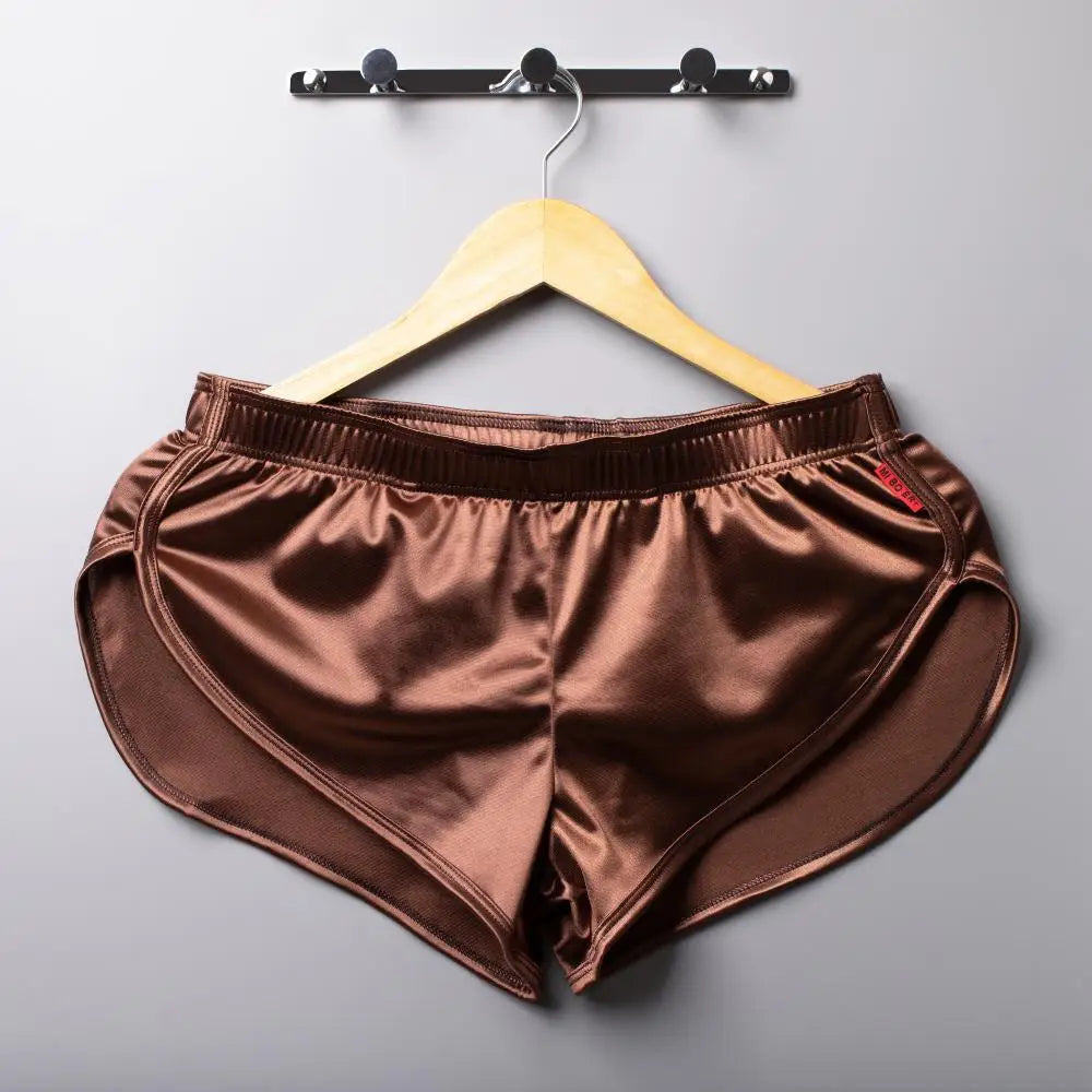 Mens Sexy Pajamas Boxer Shorts Smooth Silk Underwear Men Sleep Bottoms Homewear Lounge Shorts Male Panties Boxers