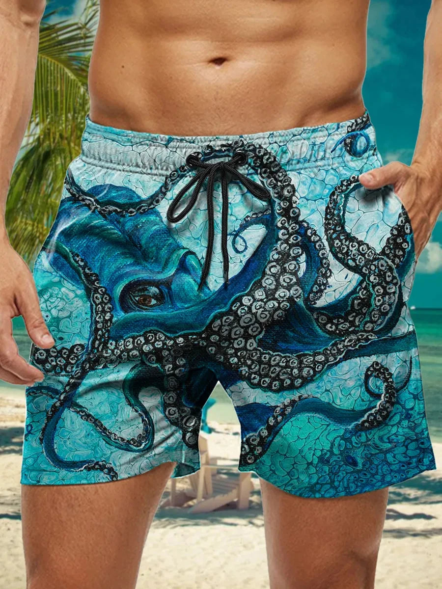 Men's Hawaiian Swim Trunks 3D Floral Print Beach Shorts Quick Dry Outdoor Leisure Sports Shorts Swimwear Fashion Men's Shorts