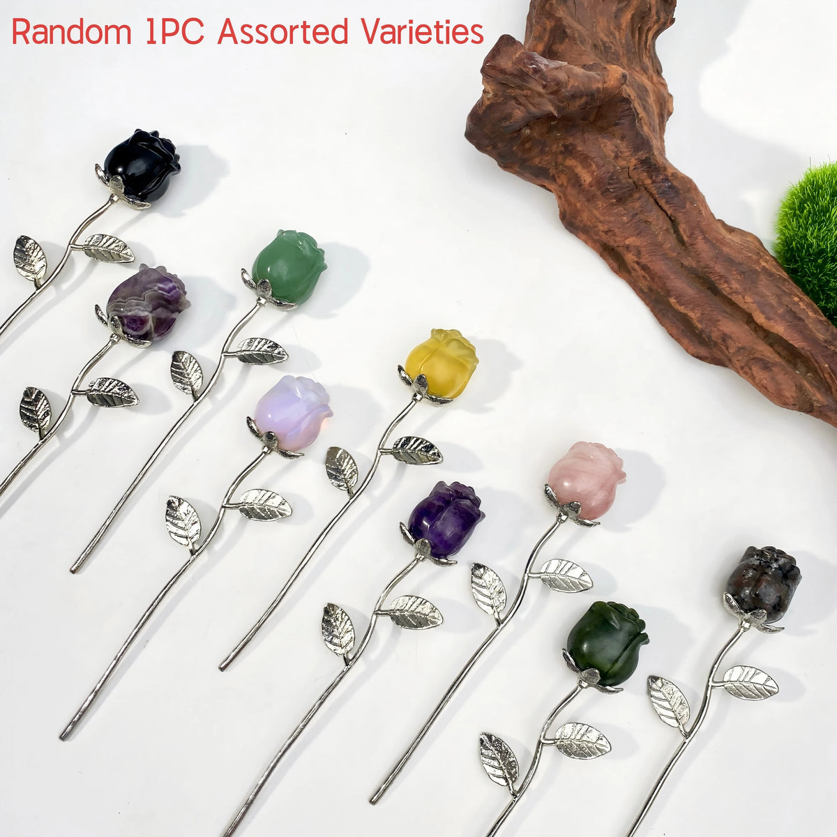 Random 1PC High Quality Natural Fluorite Rose Flower,Men Gift,Women Gift,Scene Decoration,Table Decoration.