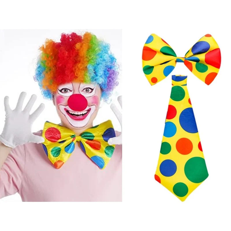 Colorful Polka-Dot Clown Tie or Bow Tie