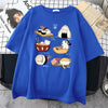 Food Cute Cat Sushi Cartoon Style Mens Cotton Short Sleeve Harajuku Casual All-math T-Shirts Oversize Fashion Man Tee Clothing