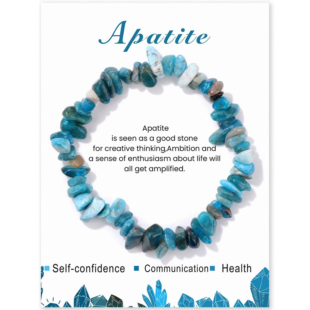 Irregular Chip Gravel Stone Bracelet With Card Fashion Natural Agates Carnelian Amazonite Gem Stone Stretch Bangle Jewelry Gift