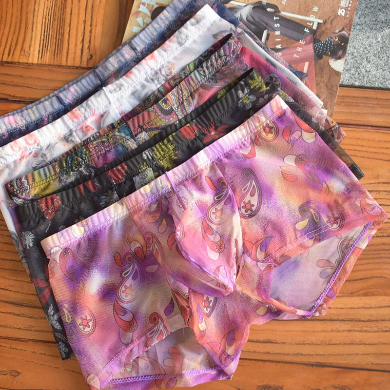Sexy Boxer Shorts Underpants Men Translucent Boxers Underwear U Pouch Breathable Men's Panties Low Waist Mesh Hombre Boxershorts