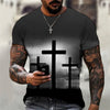 Christian Mens Clothing T Shirts Oversized T Shirt Gothic  Jesus Christ Cross 3D Print O-neck Tops Vintage Hip Hop Short Sleeve