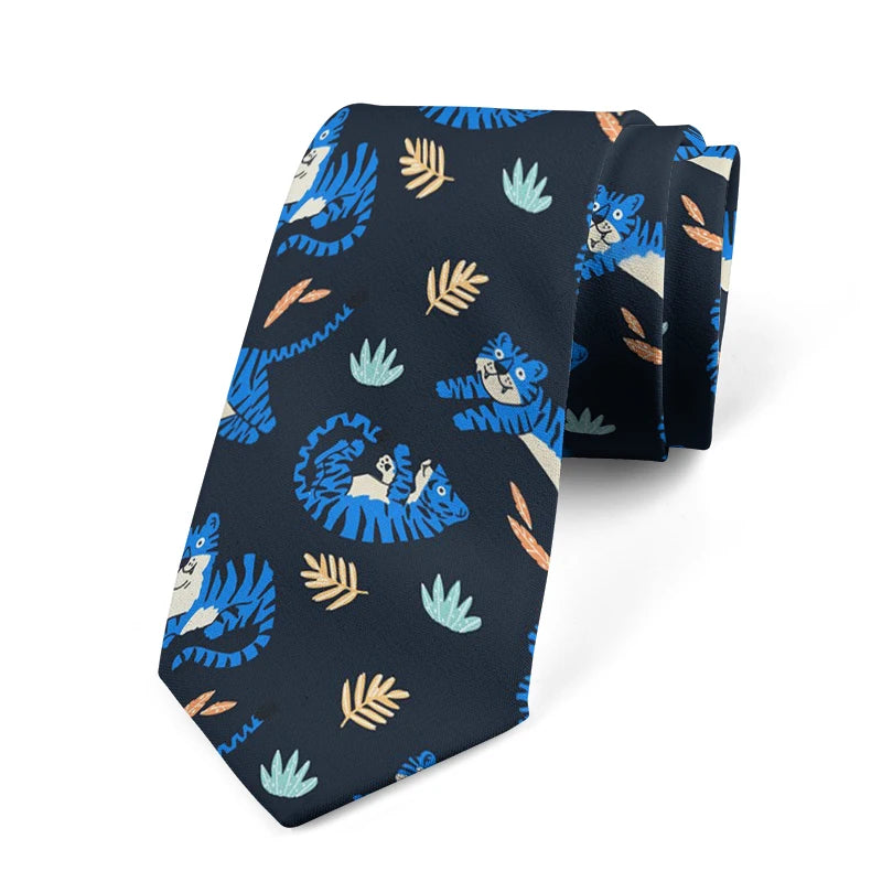 Fun and novel lobster and crab picture design tie fashion animal print men's tie wedding party Halloween shirt accessories