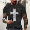 Christian Mens Clothing T Shirts Oversized T Shirt Gothic  Jesus Christ Cross 3D Print O-neck Tops Vintage Hip Hop Short Sleeve