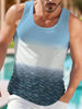 Summer Casual Style Men's Vest Coconut Tree Logo Solid Color Sleeveless Fitness Top Men's Fashion Outdoor Fitness Vest Clothing