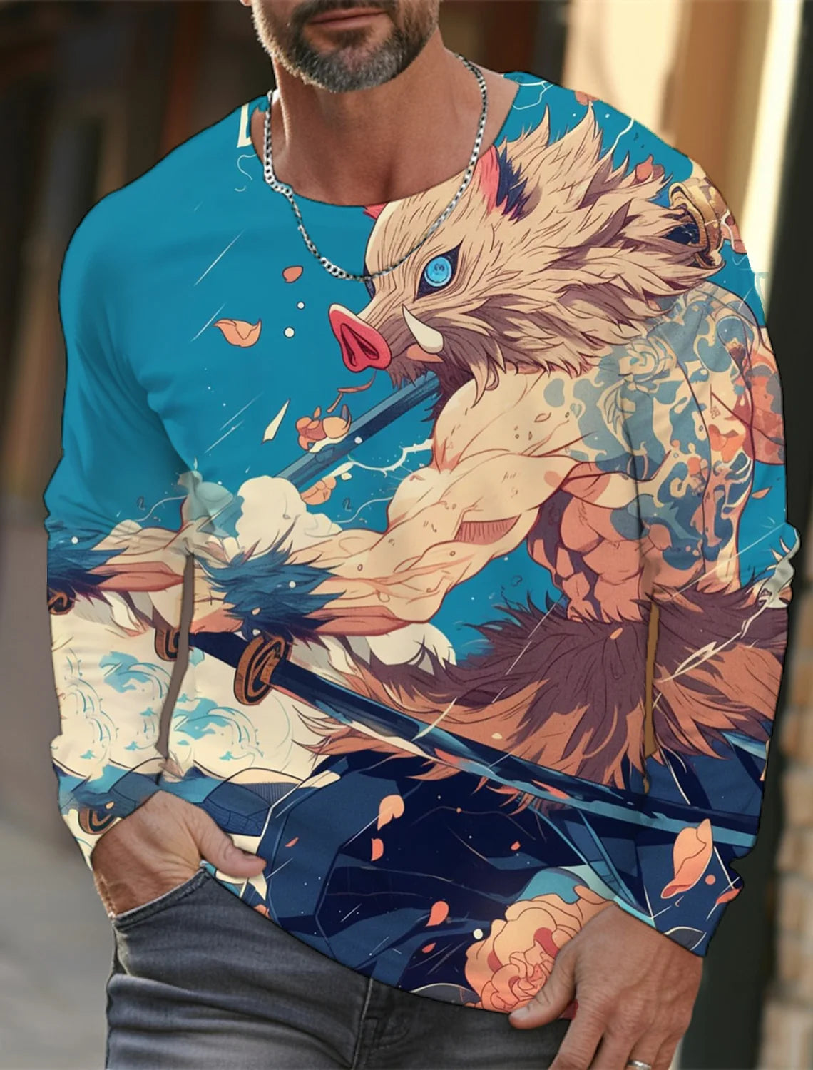 Men's long-sleeved T-shirt 3D printing anime printing men's long-sleeved T-shirt autumn tops HD pattern printing T-shirt
