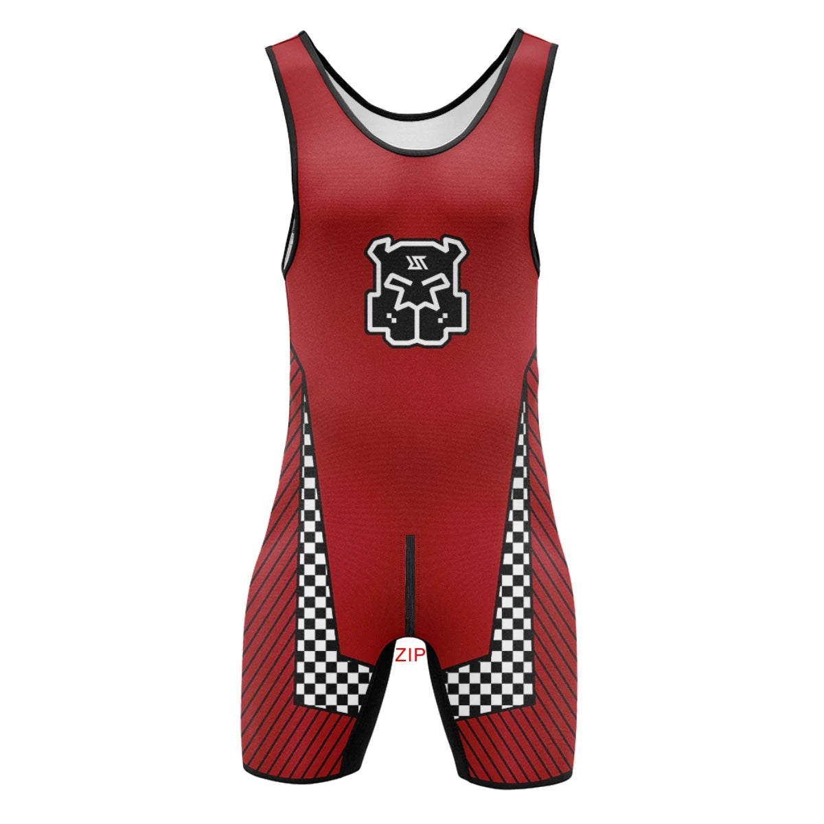 Men’s Zip-Front & Back Wrestling Singlet – Sleeveless Compression Bodysuit | Breathable Stretch Fit | Powerlifting, Gym & Performance One-Piece