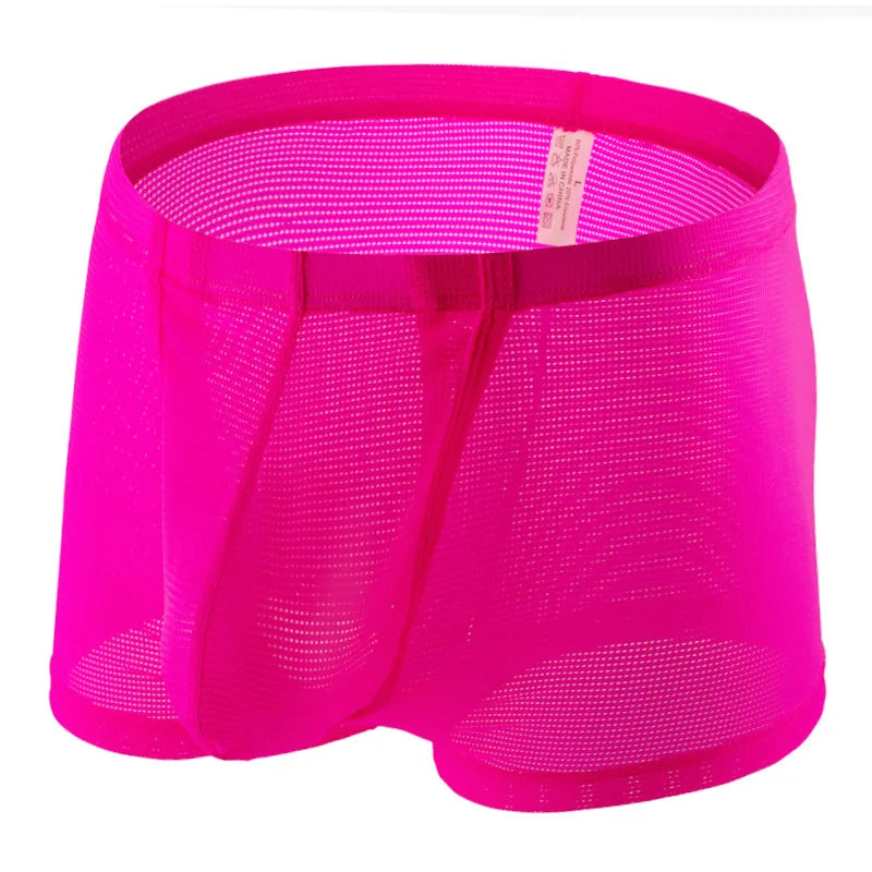 CLEVER-MENMODE Mesh Sexy Underwear Boxer Men Sheer Trunks Side Open Crotch  Transparent Boxershort Penis Pouch Panties Underpant