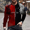 Fashion Jesus Cross Pattern T Shirt For Men 3D Lion Print Long Sleeve T-shirt Hip Hop Trend Vintage Clothes Oversized Cotton Top