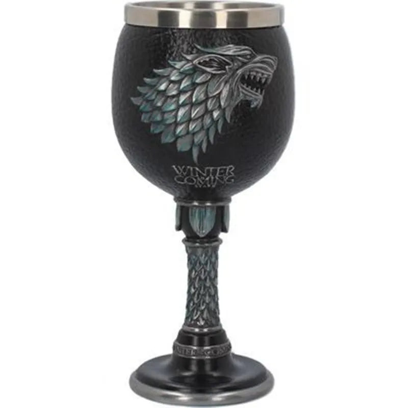 3D Goblet Cup Mini Beer Mug  Coffee Mugs Wine Glass Resin Stainless Steel Iron Tankard Sword  Dragon Wolf Map Drinkware Viking