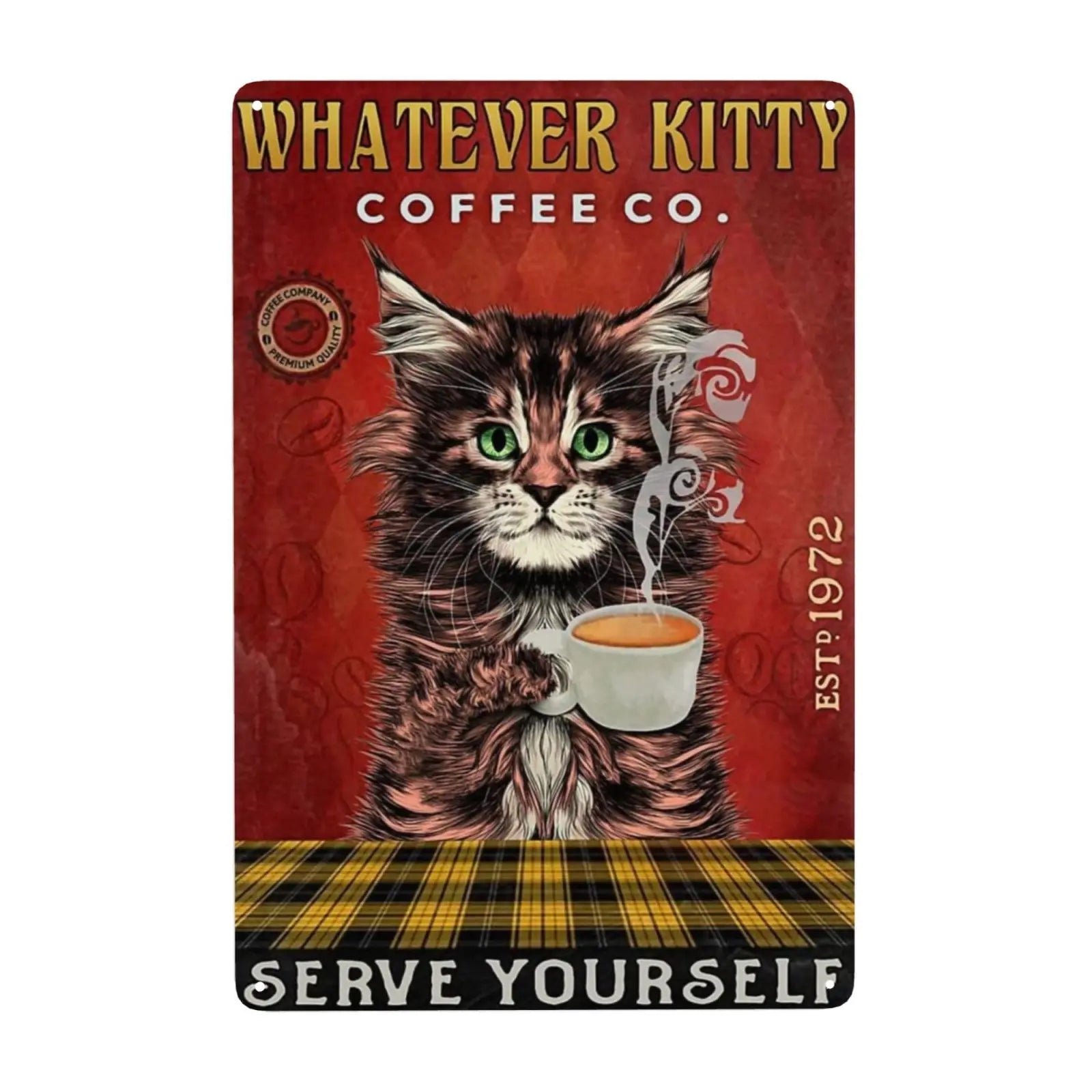Maine Coon Cat Cafe Decoration Wall Crafts Metal Plaque Poster Decoration Wall Mural Plaques Tin Sign Posters Art Wall Decor