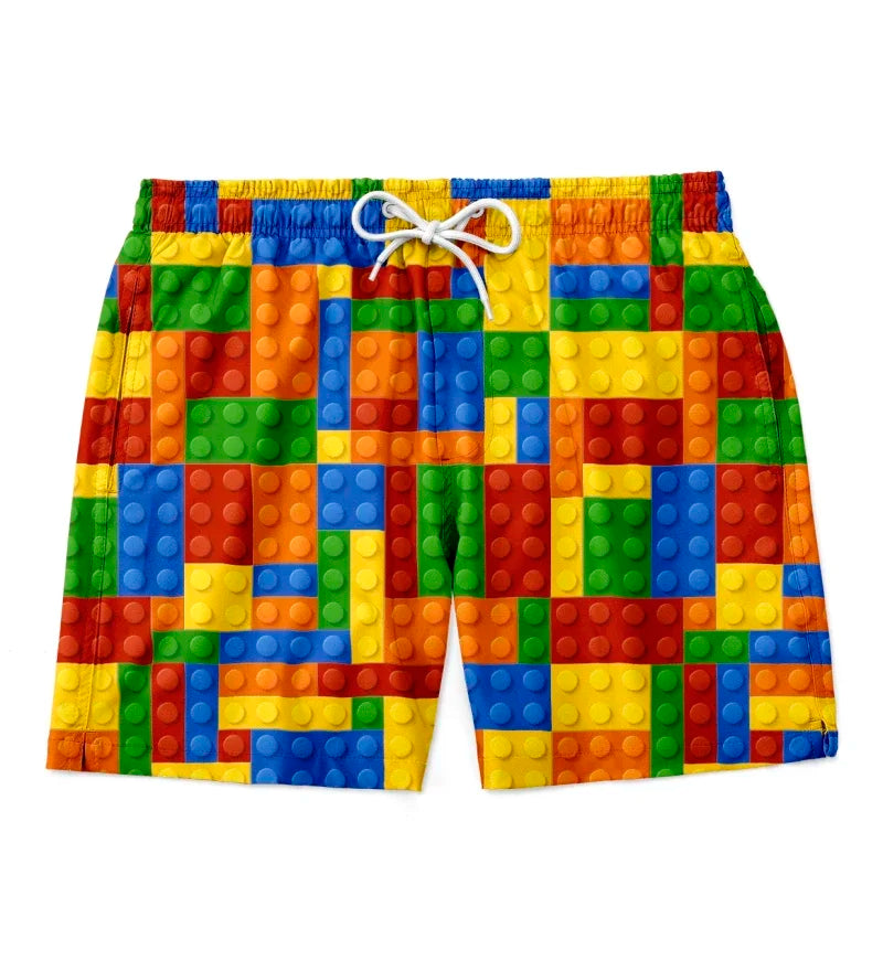 3D geometric print men's casual shorts Tropical summer style fashion shorts, quick-drying and comfortable close-fitting