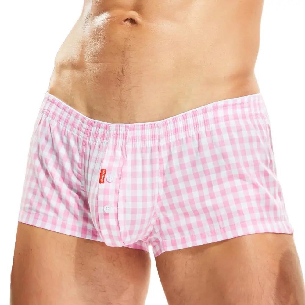 SEOBEAN 100% Cotton Men's Boxers Classic Plaid Boxer Shorts Mens Underwear Panties Home Shorts Sleep Lounge Pajama Shorts