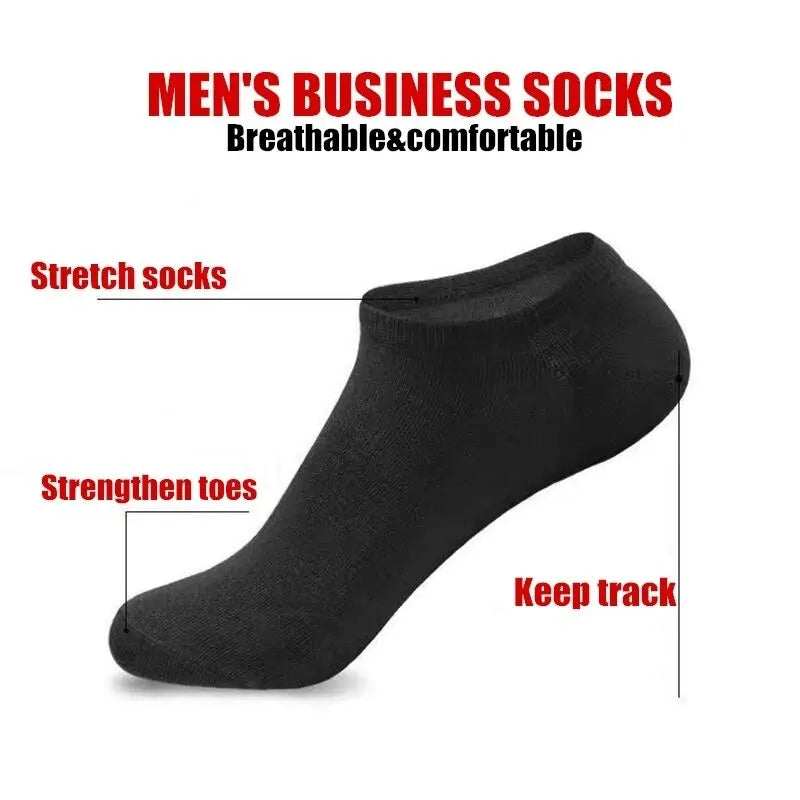 5 pairs/Lot Men's Socks Casual Boat Socks Black Business Socks Solid Color Breathable Comfortable High Quality Ankle Socks 38-44