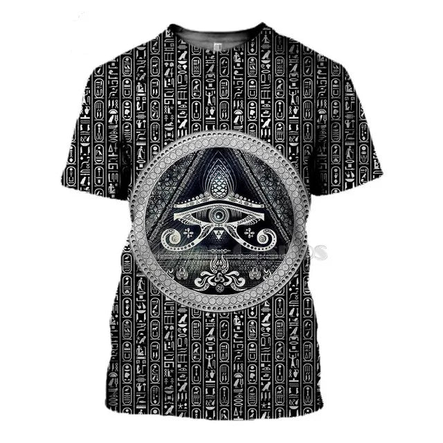 Men's Egyptian Totem 3D Printed T Shirt Summer Funny Retro Mystery Ancient Horus Harajuku Short Sleeve Streetwear