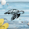 Black Metal Sea Turtle Wall Art - Perfect Beach Theme Decor for Living Room. Stunning Beach Wall Decorations