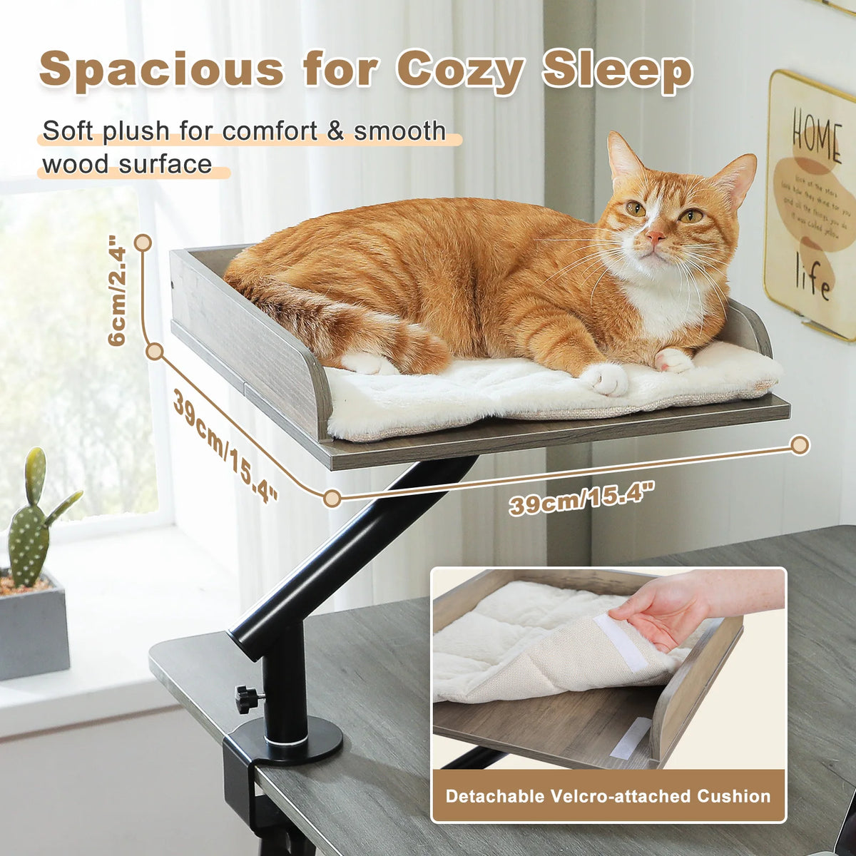 Cat Desk Bed, 360° Rotatable Cat Bed Stand
