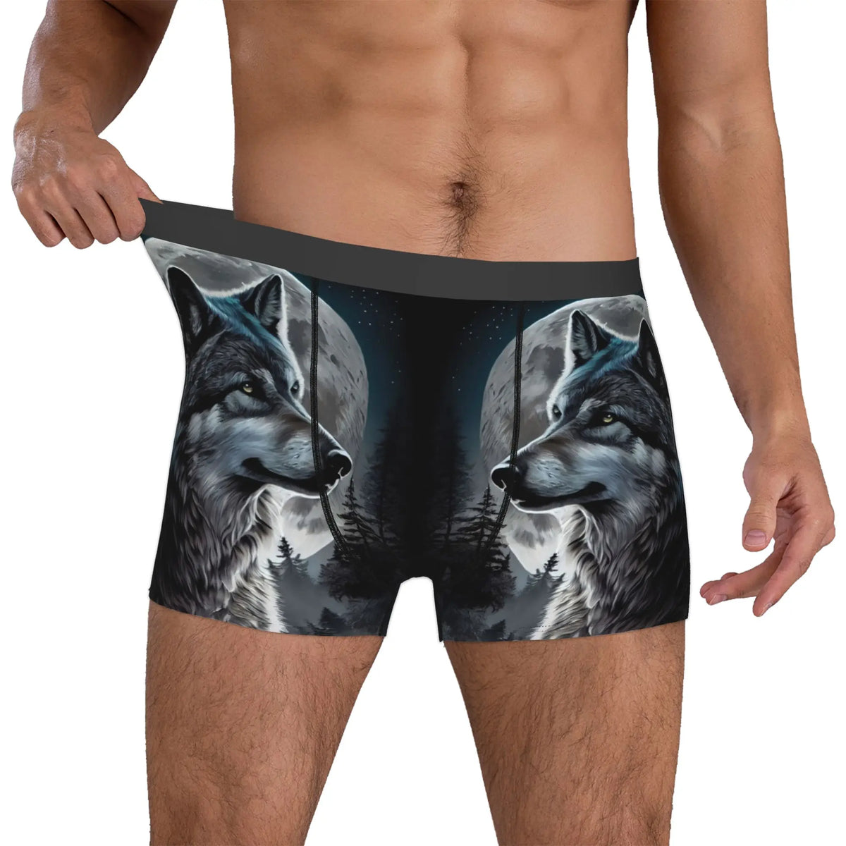 Grey Wolf Maw Boxer Shorts For Homme 3D Print Animal Underwear Panties Briefs Stretch Underpants