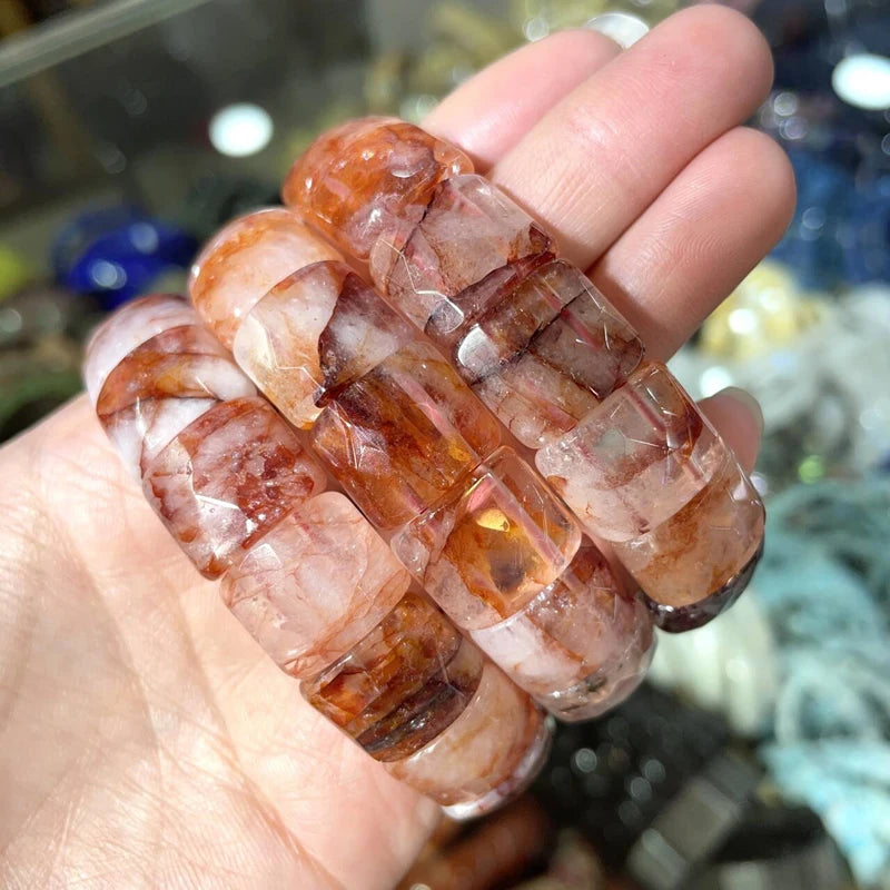 2024 New Natural Stone Lapis Lazuli Amazon Tiger Eye Agate Morgan Faced Square Elastic Bracelet for Men and Women Charm Jewelry