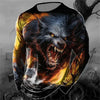 Men's Long Sleeve T-shirt Winter 3D Animal Print T Shirts Street Fashion Wolf Pattern Tops Tees Oversized Men's Clothing