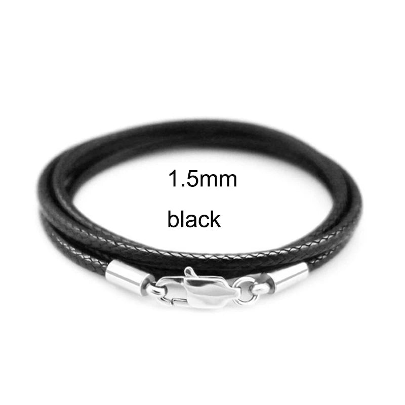 Leather Cord Waxed Rope Chain Necklace for Women Men Pendant with Stainless Steel Lobster Clasp Connector Snake Collar 40-70cm