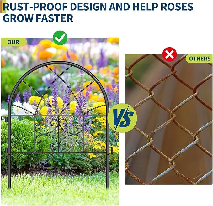Garden Fence Border 19.68 X 25.75inch Arched Rustproof Metal No Dig Fence, Ground Stake Animal Barrier Fence for Rabbit Dog