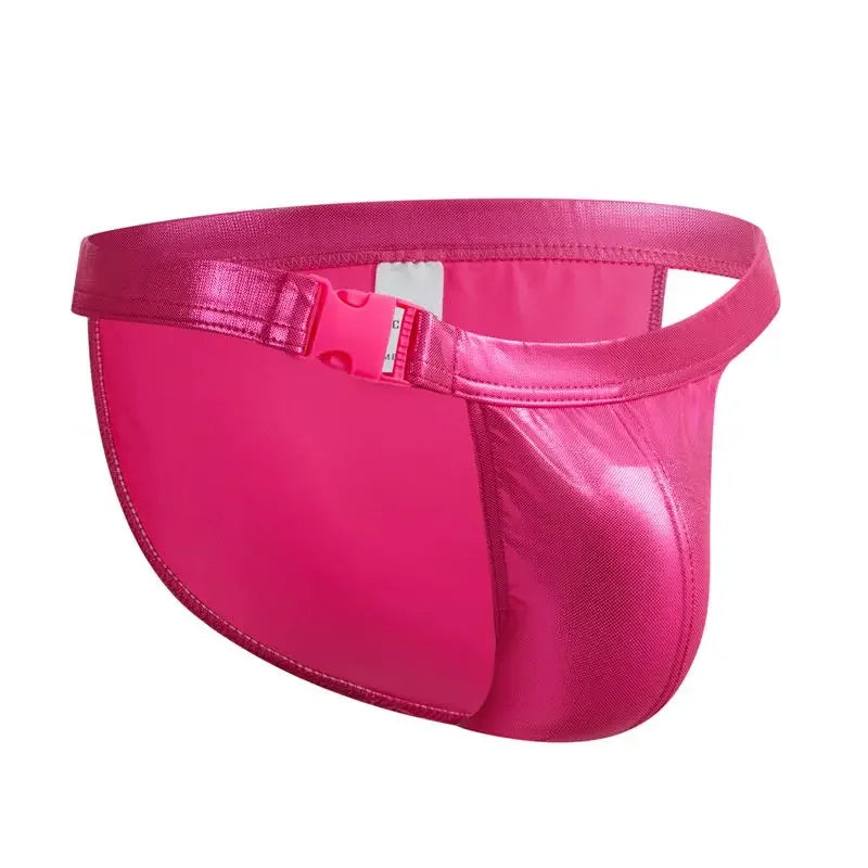 Sexy Briefs Men's Faux Leather  Male Bikini Gay Men Underwear Brief Gay Sissy Bulge Pouch Panties PU Patent Leather Underpants