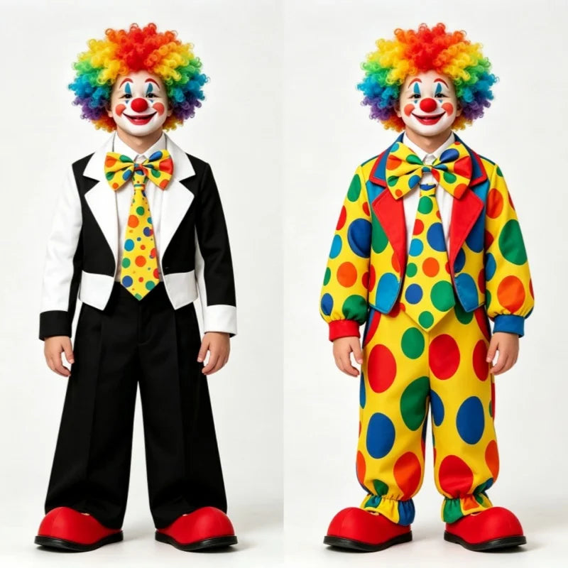 Colorful Polka-Dot Clown Tie or Bow Tie
