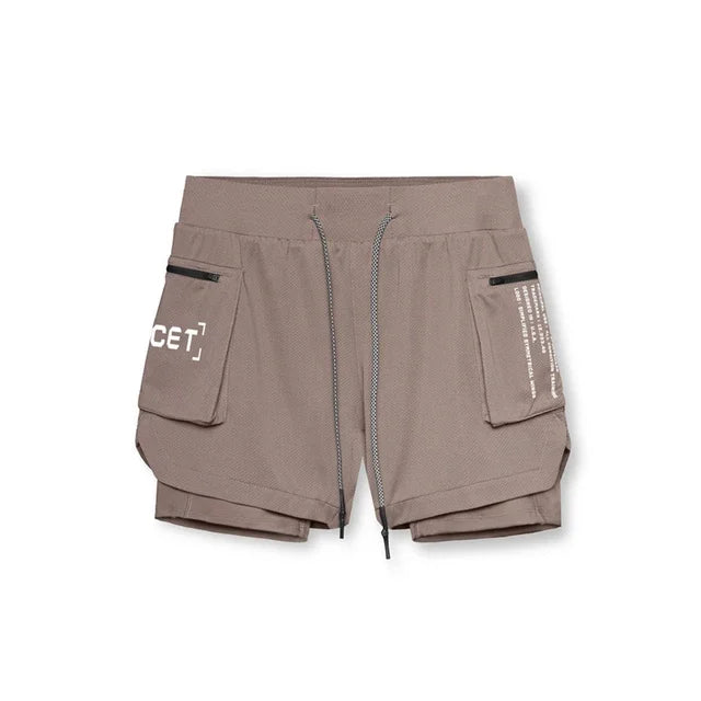 2025 Sport Shorts Men Sportswear Double-deck Running Shorts 2 In 1 Beach Bottoms Summer Gym Fitness Training Jogging Short Pants